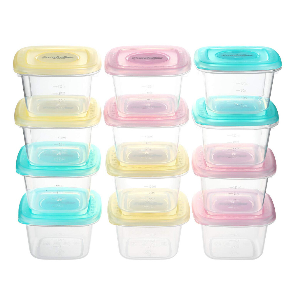 Pandaear Baby Food Snack Plastic Storage Container With Lids, 12 Pack Set Bpa Free Freezer & Dishwasher Safe For Kids