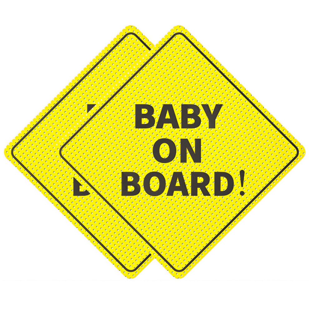Zenfony 2 Pack Baby On Board Car Sign Sticker, 5" X 5" Reflective Decal For Child Safety, Adhesive Car Stickers, Durable And Visible, Easy To Apply & 5007926140082