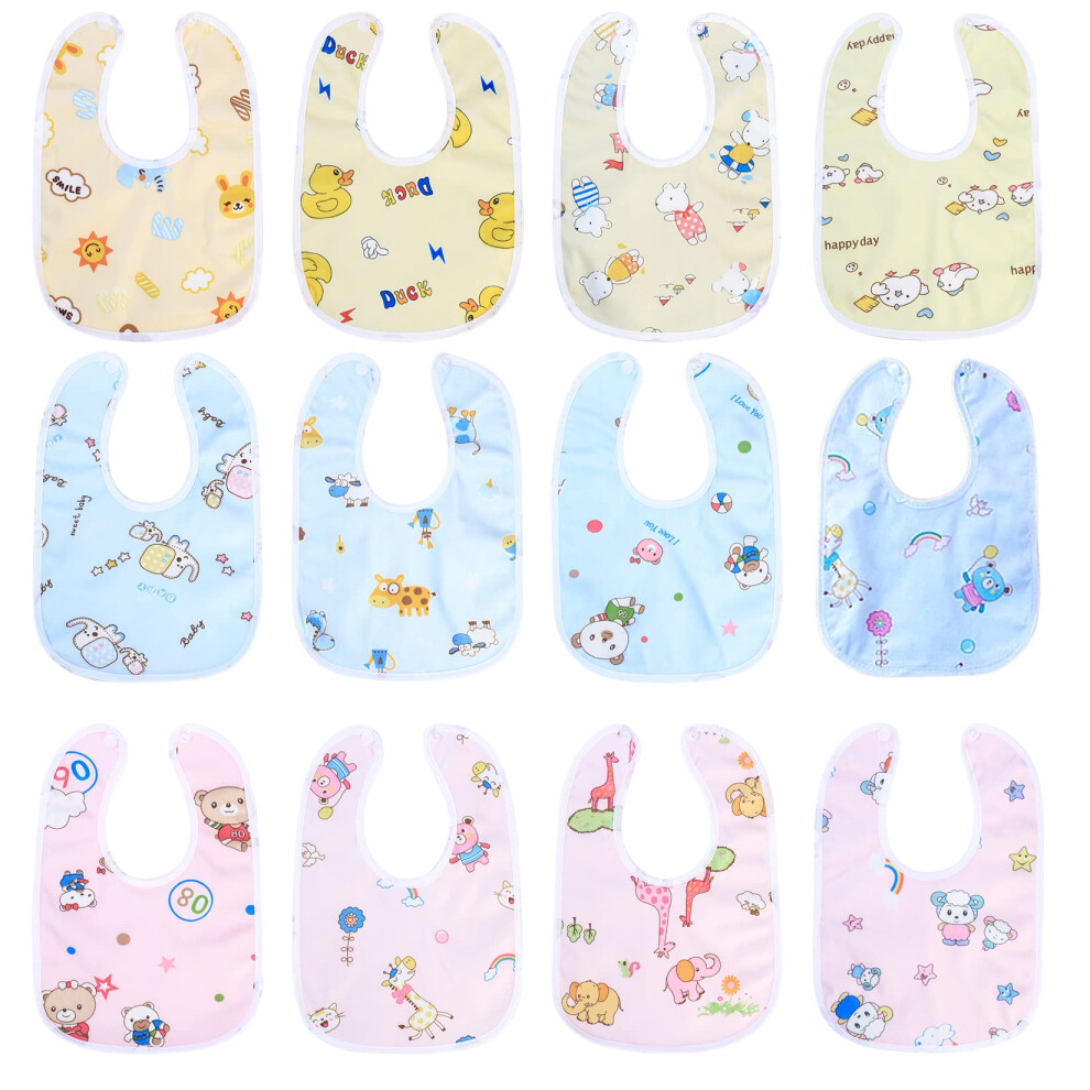 12 Pcs Baby Bandana Dribble Bibs Drooling Bibs, Baby Teething Infant Bib, With Snaps, Soft And Absorbent, For Unisex Newborn Toddlers Bib, A Xiaomoyu