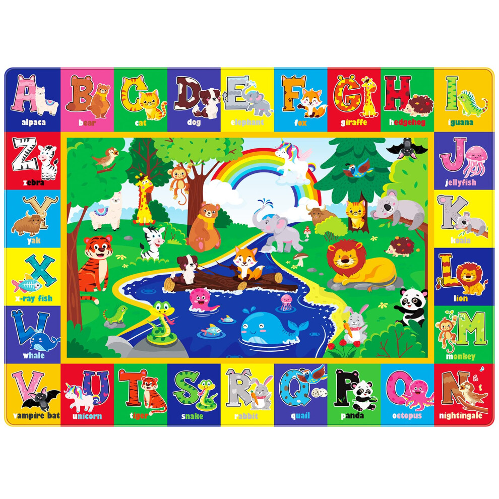 Baby Play Mat, Super Soft Playmat Baby Crawling Mat Foldable Non-Slip Floor Mat For Toddlers, Thick Baby Play Floor Mat With Colorful Alphab Feesiluu