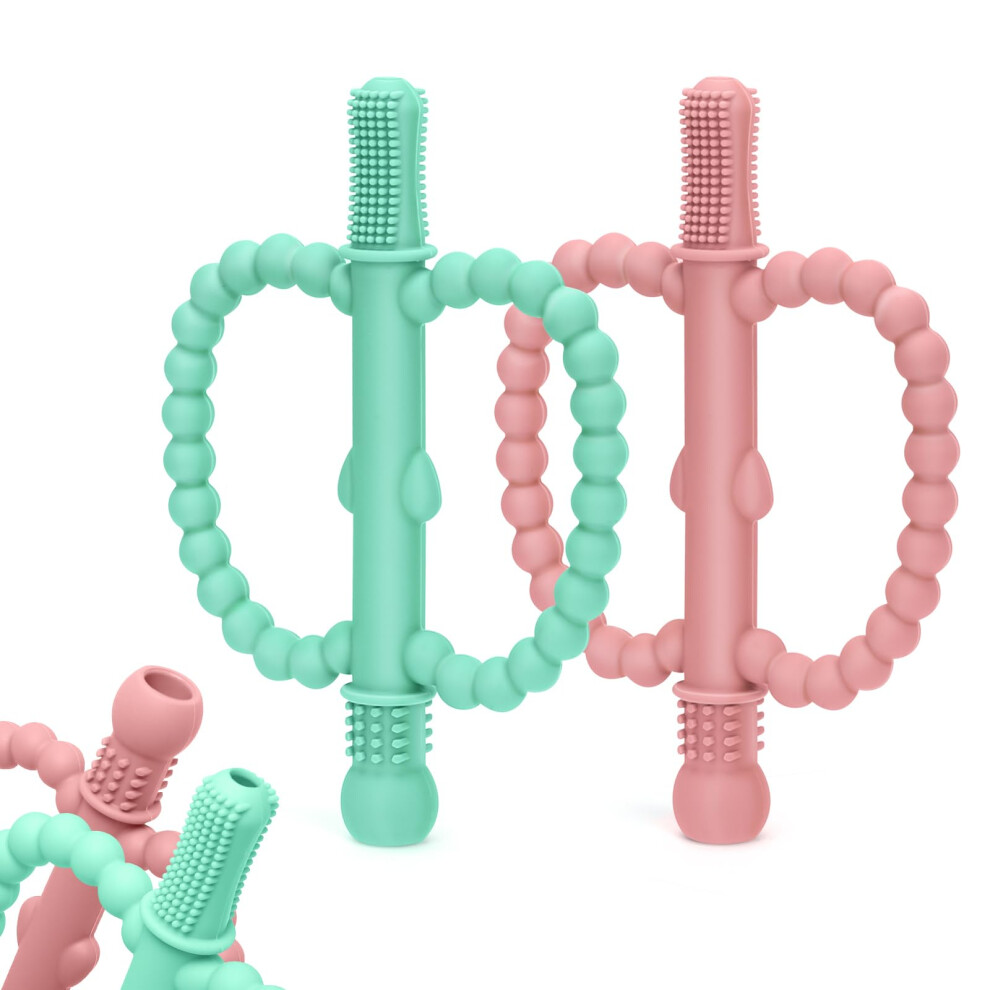 Teething Toys For Baby, Baby Teether Sensory Chew Toys, Teething Ring Made Of Silicone Bpa-Free, To Stimulate And Massage Sore Gums, Easy To Gra Cldy
