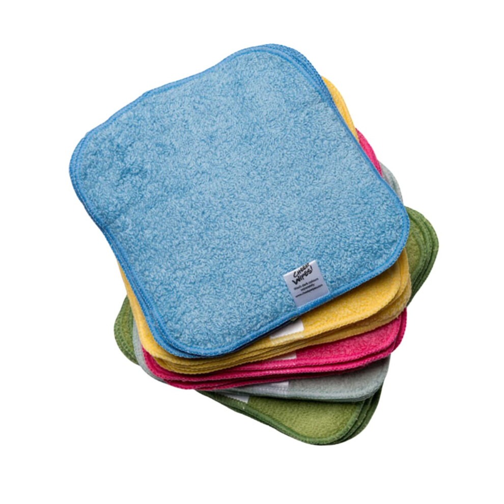 Cheeky Wipes - 25 Washable Rainbow Cotton Terry Cloth Wipes, 15X15cm Reusable Towelling Wipes, Extra Soft & Perfect For Cleansing Baby's Hands And Fa