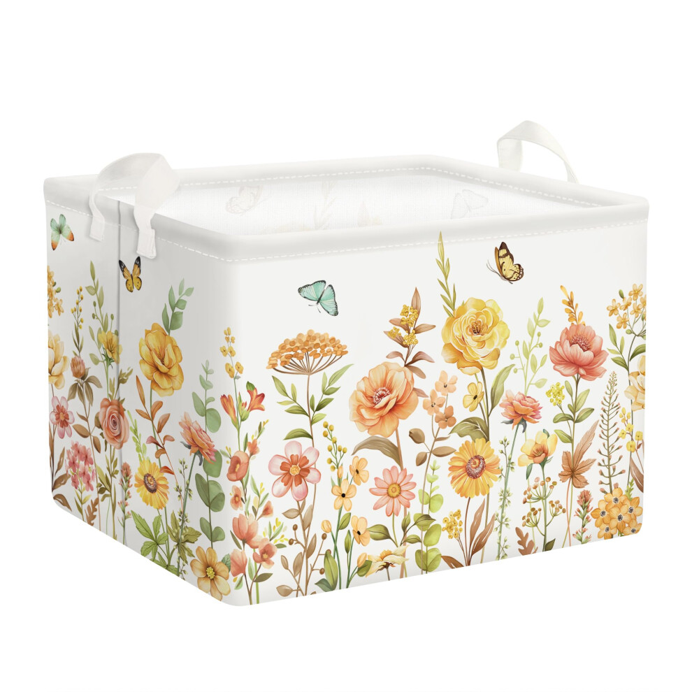 Huumonss Flowers Laundry Hamper Large Storage Basket Leaf Collapsible Women Organizer Toy Clothes Bins For Bedroom,Bathroom,Boho Plants,36L