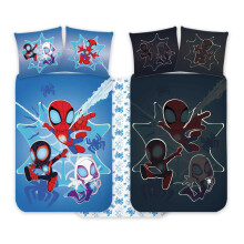 Spidey Cot Bedlinen Set 100x135 cm + Pillowcase 40x60 cm, 100% Cotton | Glow-In-The-Dark Style Baby Bedding Set Perfect for Kids | Spiderman Soft Rev