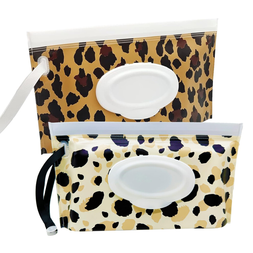 Fitulabo 2 Pack Portable Refillable Wet Wipes Dispenser Box, Reusable Pouches &