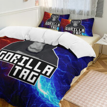 (135CM X 200CM) Red Blue Lightning Gorilla Tag Comforter Set Soft 3 Pcs Twin Bedding Sets Thicken