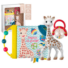 Sophie la Girafe - Baby Box Gift Set, Early Learning Baby Book, Sophie la Giraffe Teething Toy and Hand Rattle - for Newborn Baby