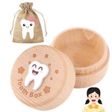 elook Tooth Fairy Kit, 3D Carved Wooden Tooth Storage Box with Fairy Bag, Tooth Fairy Box for Girl Baby Teeth