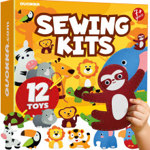 (Safari) QUOKKA Sewing Kit for Kids Ages 8-12 - Felt Craft Kit Makes 12 Toys - Safari, Ocean, Dino & Bugs