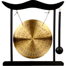 Feng Shui Brass Mini Table Top Gong - Chinese Desktop Gong for Sound Healing & Home Decor