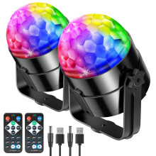 riyo Disco Lights, Party Lights 360Rotation Sound Activated, 2 Packs