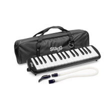 Stagg Melodica 32 Keys, Pianica, 2 Mouthpieces Included with Carry Bag, Black