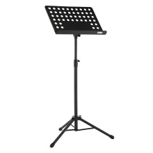 GEWA Orchestra Music Stand - Metal - Foldable - Perforated and Removable Plate - ABS and Prism Joint - Height 67-120 cm - Weight 3.8 kg - Black