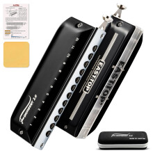 EAST TOP Updated FORERUNNER 2.0 without valves Chromatic Harmonica 12-Hole 48 Tones A Key Chromatic Mouth Organ Harmonica for Adults,Beginners and St