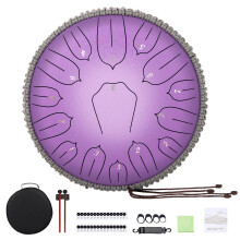 Musfunny Steel Tongue Drum 15 Notes: 12 Inch Steel Drums D Major with Drumsticks Bag Finger Cover - Handpan for Adults Musical Education Meditation P