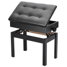 CROWNSHOP Piano Stools 56x34x48cm Height Adjustable Piano Stool Faux Leather Keyboard Bench with Storag Multi-Purpose Stool for Piano Stool Storage