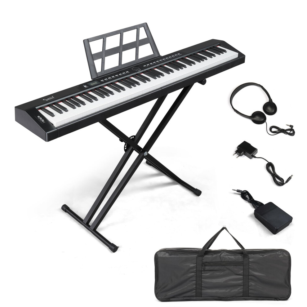Bonnlo 88 Semi-Weighted Digital Piano With Keyboard Piano Action, Elec
