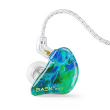 BASN MMCX Triple Driver in-Ear Monitors with Rich Bass, HiFi Stereo IEM Earphones with Upgraded Detachable Cables for Audiophiles Musicians(Ice Green