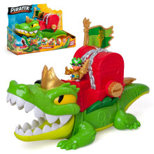 PIRATIX King Croc - Articulated crocodile that captures Piratix and carries a treasure chest. Contains 1 crocodile, 3 treasure coins, 1 exclusive Pir