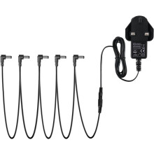 Pedal Power Supply Adapter DPA-1, Donner 9V DC 1A Tip Negative 5 Way Daisy Chain Cables for Effect Pedal