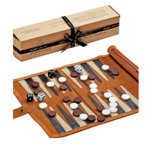 Jaques of London Roll Up Travel Backgammon Set | Luxury Leather Traditional Board Game | Travel Set with Backgammon Pieces | Since 1795