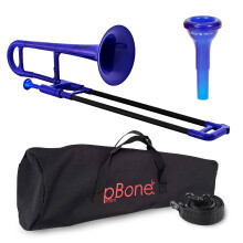 pBone PBONE2B Mini Plastic Trombone with Mouthpiece and Carry Bag Kids