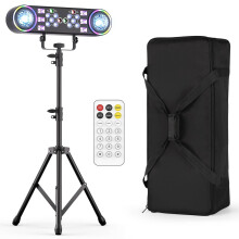 80W Disco Party Light,7 in 1 DJ Light with Telescopic Stand and Carry Bag,DJ Strobe Light with Remote Control for Home Party,Disco Party, Christmas,