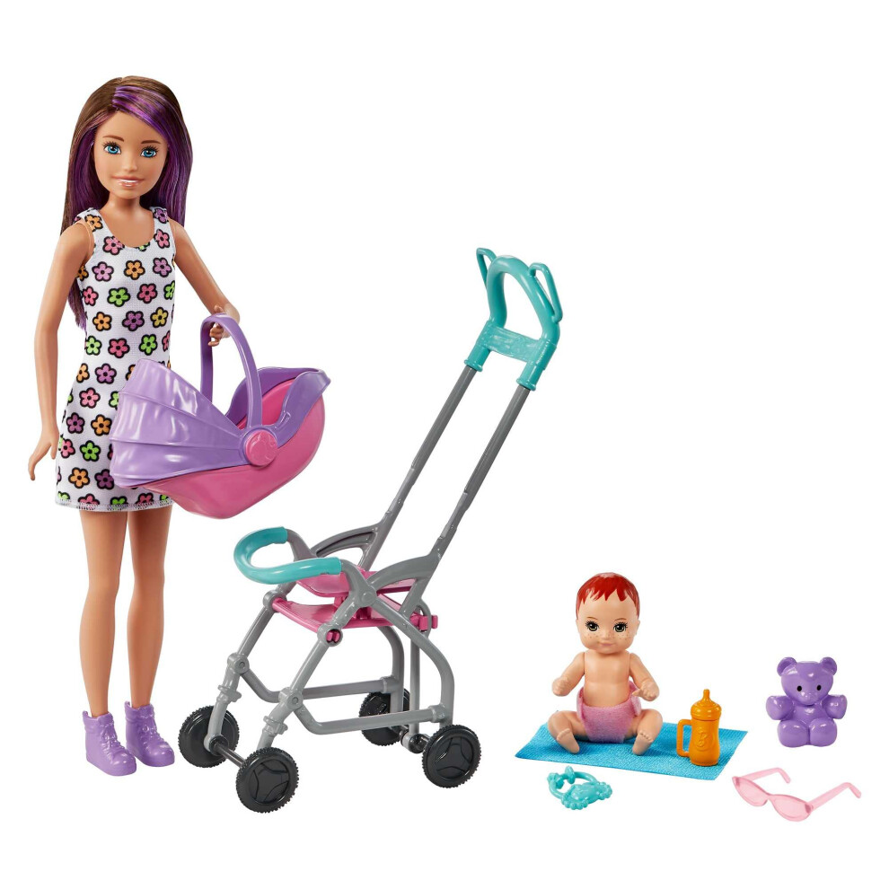 Barbie Skipper Babysitters Inc. Playset With Skipper Babysitter Doll (Brunette), Stroller, Baby Doll & 5 Accessories, Toy For 3 Year Olds & Up, Gxt34