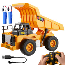 JOYIN Remote Control Dump Truck Toys, 2.4Ghz RC Tractor Toy with Light, Construction Vehicles Toys Car for Boys 3 4 5 6 7 8-12 Year Old, Birthday Gift
