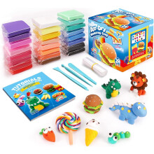 SAGO BROTHERS Air Dry Clay, 24 Colors Modelling Clay with 3 Tools & Project Booklet, Ultra Soft Light, DIY Creative Gifts, Arts and Crafts Kits for K