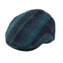 (XL) Authentic Harris Tweed Turquoise Tartan Flat Cap