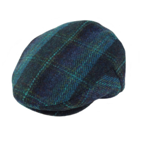 (XL) Authentic Harris Tweed Turquoise Tartan Flat Cap