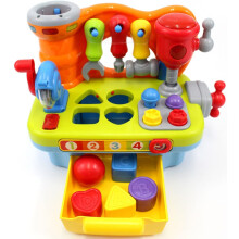 HOLA Toys for 2 Year Old Boy, Baby Tool Bench Toy for 1 Year Old Boys Musical Toddler Workbench Toy 12 18 Months with Shape Sorter, Sounds & Lights, E