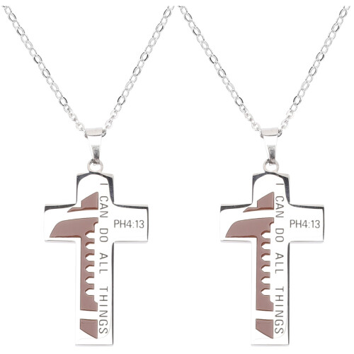 2Pièces Colliers Baseball Croix Acier Durable Style 1