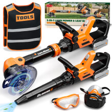 KidBloom Kids Tool Set with Vest, 2-IN-1 Kids Lawnmower &