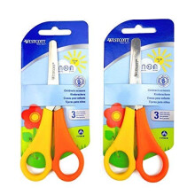Westcott Children's Scissors - 5"/13cm - Left Handed - Yellow and Orange - Pack of 2