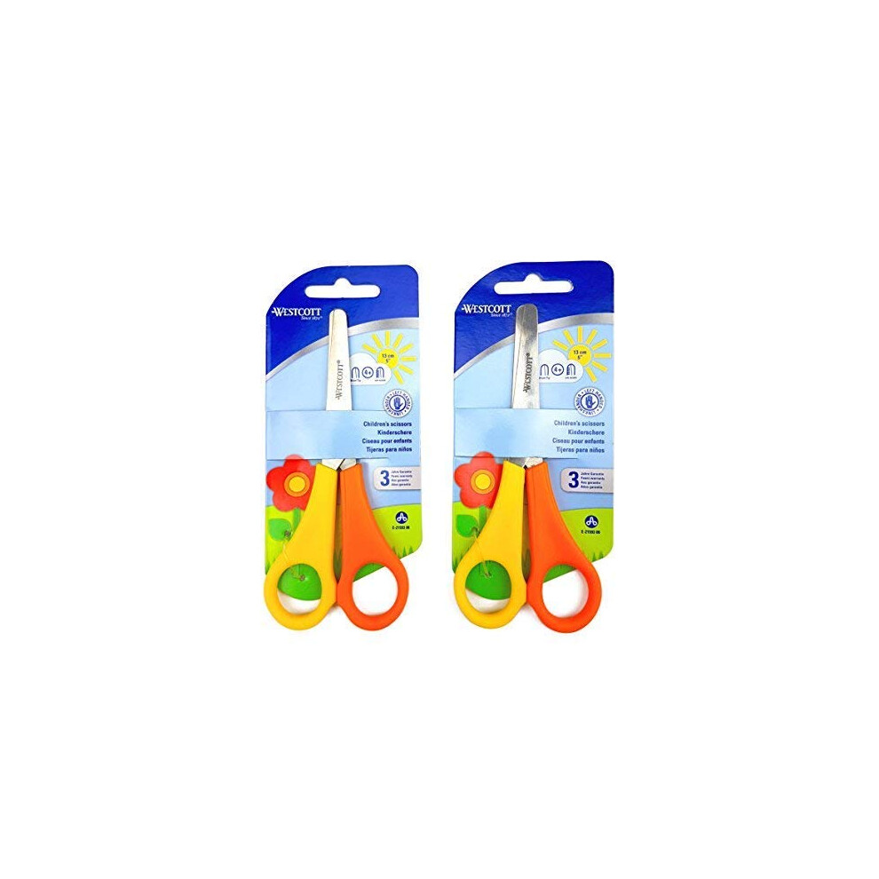 Westcott Children's Scissors - 5"/13Cm - Left Handed - Yellow And Orange - Pack Of 2