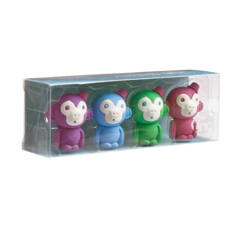 Tinc Monkey Shaped Eraser Set | Fruit Scent | Includes 4 Erasers | Correct Mistakes E
