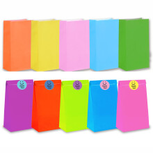 Paper Party Bags, Pack of 20 Colourful Paper Gift Candy Goodie Treat Bags with 20 PCS