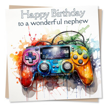 Nephew Birthday Card – Gamer – Gaming Controller Design – Happy Birthday Nephew