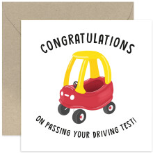 Old English Co. Congratulations Driving Test Card for Him or Her - Funny New Card Driving Exam - Well Done Passing Exam Card for Men and Women