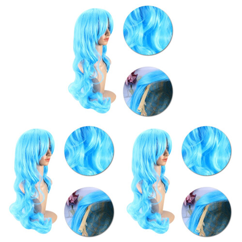 3Pièces Perruques Cosplay Fibre Style Droit 1