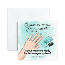 Funny Engagement Card for Women, Friend - Manicure Ring Design. Happy Congratulations