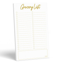 S&O Grocery List Pad - Magnetic Shopping List Pad for Fridge, Gold Magnetic Notepad for Fridge - Strong Magnet, Tear-Off Sheets, Ideal for Grocery &