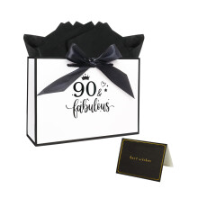 11.0 8.0 4.0 Inches 90th Birthday Gift Bag for Women, 90th Gift Bag with Tissue Pap