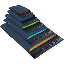 YUNJU 50 Mixed Size Metallic Blue Mailing Bags, 5 Sizes Self Seal Strong Waterproof P