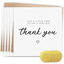 5 Thank You Cards with Embossed Gold Foil Stickers and Kraft Envelopes – A Little Car