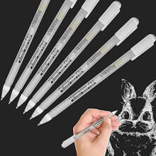 Premium XSG Fine Point White Gel Pen set,Pack of 6,White Gel Pens For Artists With 0.