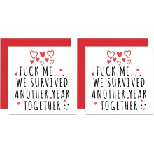 Funny Anniversary Card for Her Him-F**k Me We Survived Another Year-Wedding Anniversa