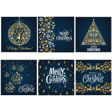 Beautiful Christmas Cards Pack of 12 Blue Theme Xmas cards luxury Modern Christmas Ca